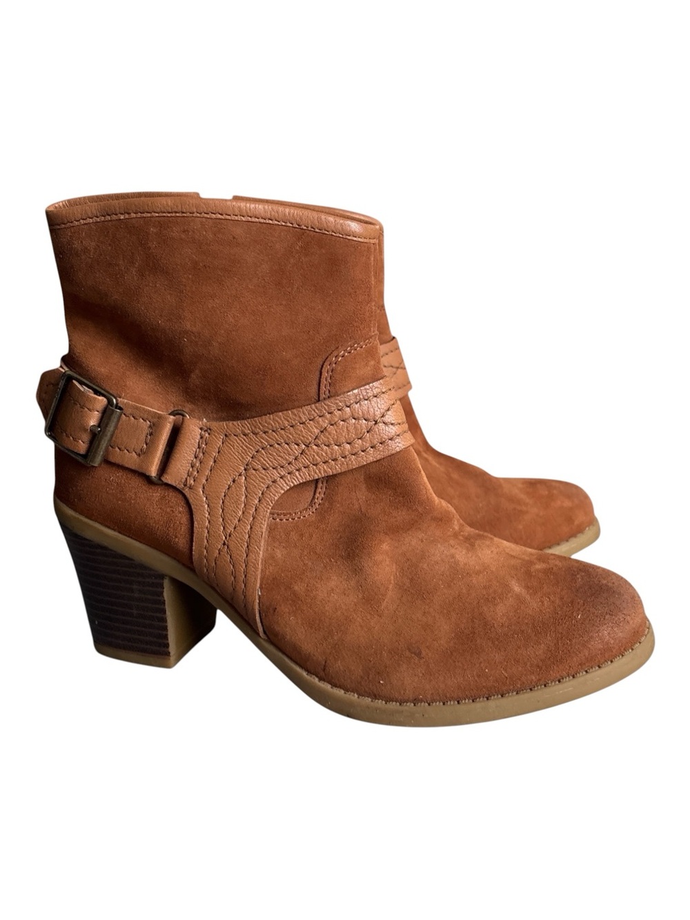 Earth Lina Arlington Suede ankle Boots Harness Strap Side Zip